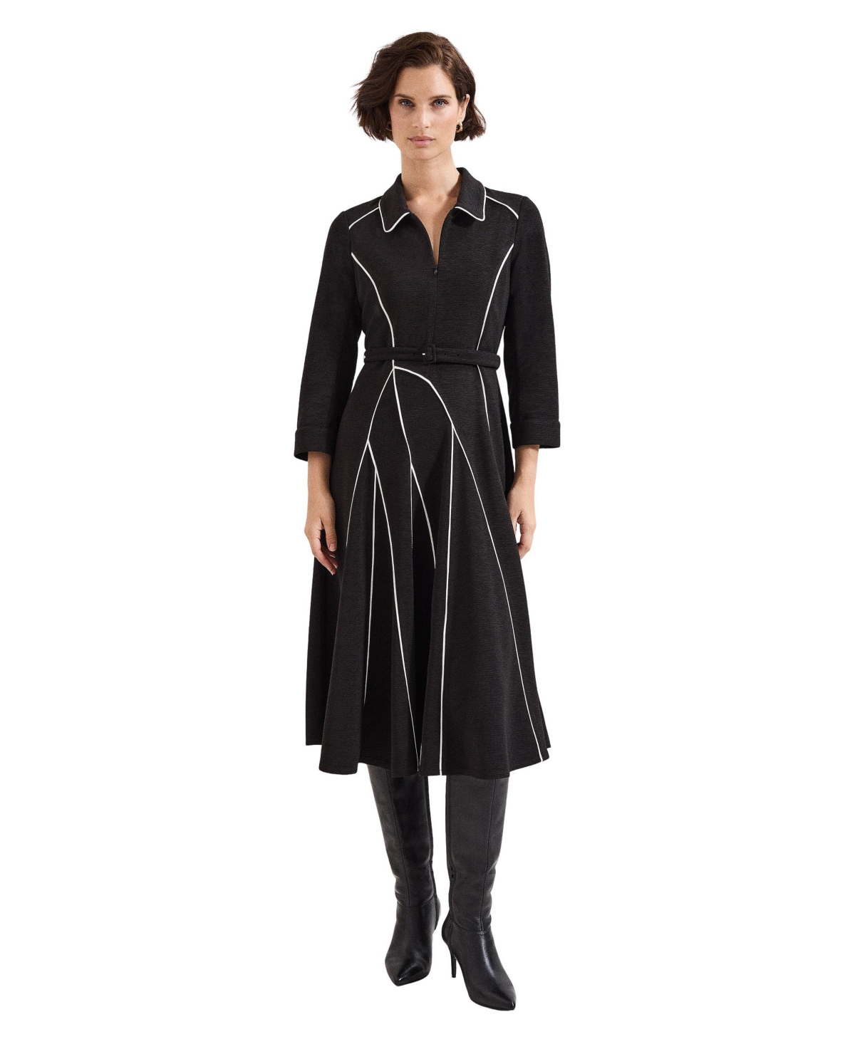 Phase Eight Women’s Tilly Piped Dress – Black/ivory