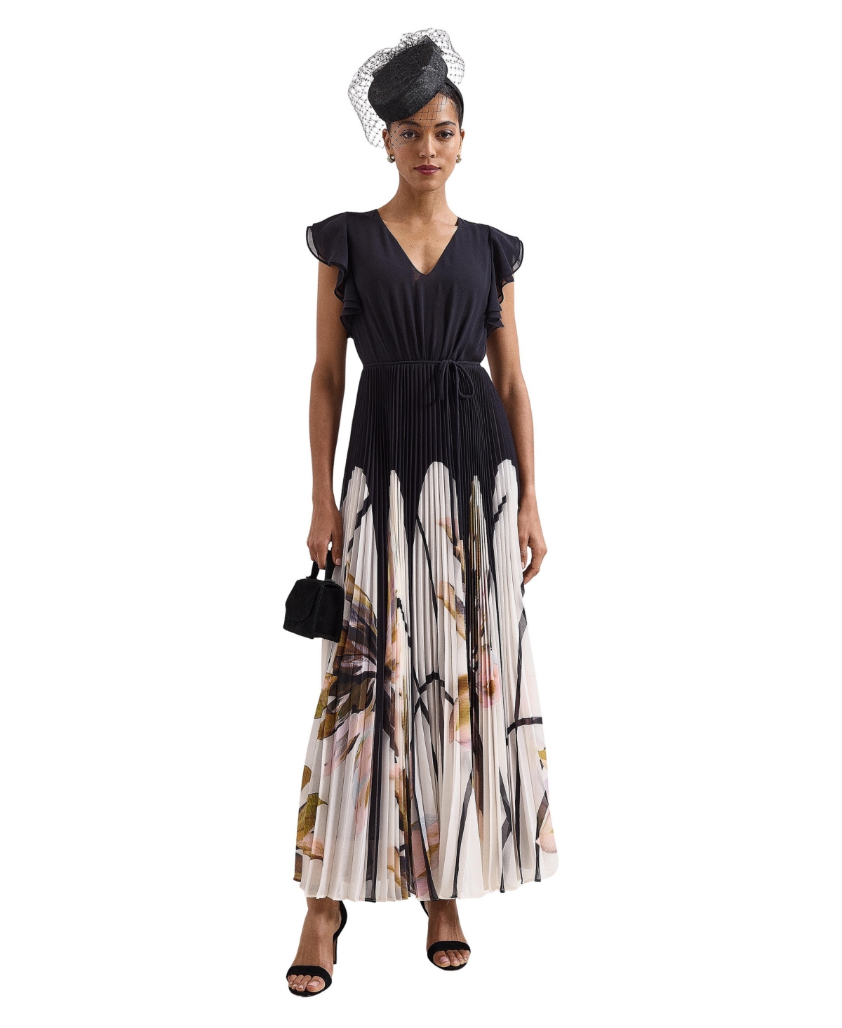 Phase Eight Women’s Uma Pleated Floral Maxi Dress – Black mu