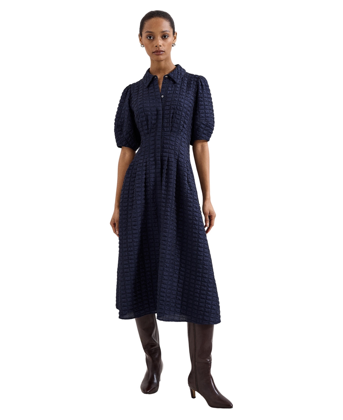 Phase Eight Women’s Yasmine Collared Puff Sleeve Midi Dress – Navy Phase Eight Women’s Yasmine Collared Puff Sleeve Midi Dress – Navy
