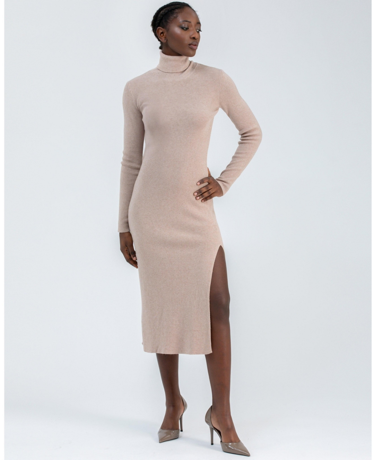 Pietro Brunelli Milano Women’s Turtleneck Penelope Dress – Brown Pietro Brunelli Milano Women’s Turtleneck Penelope Dress – Brown