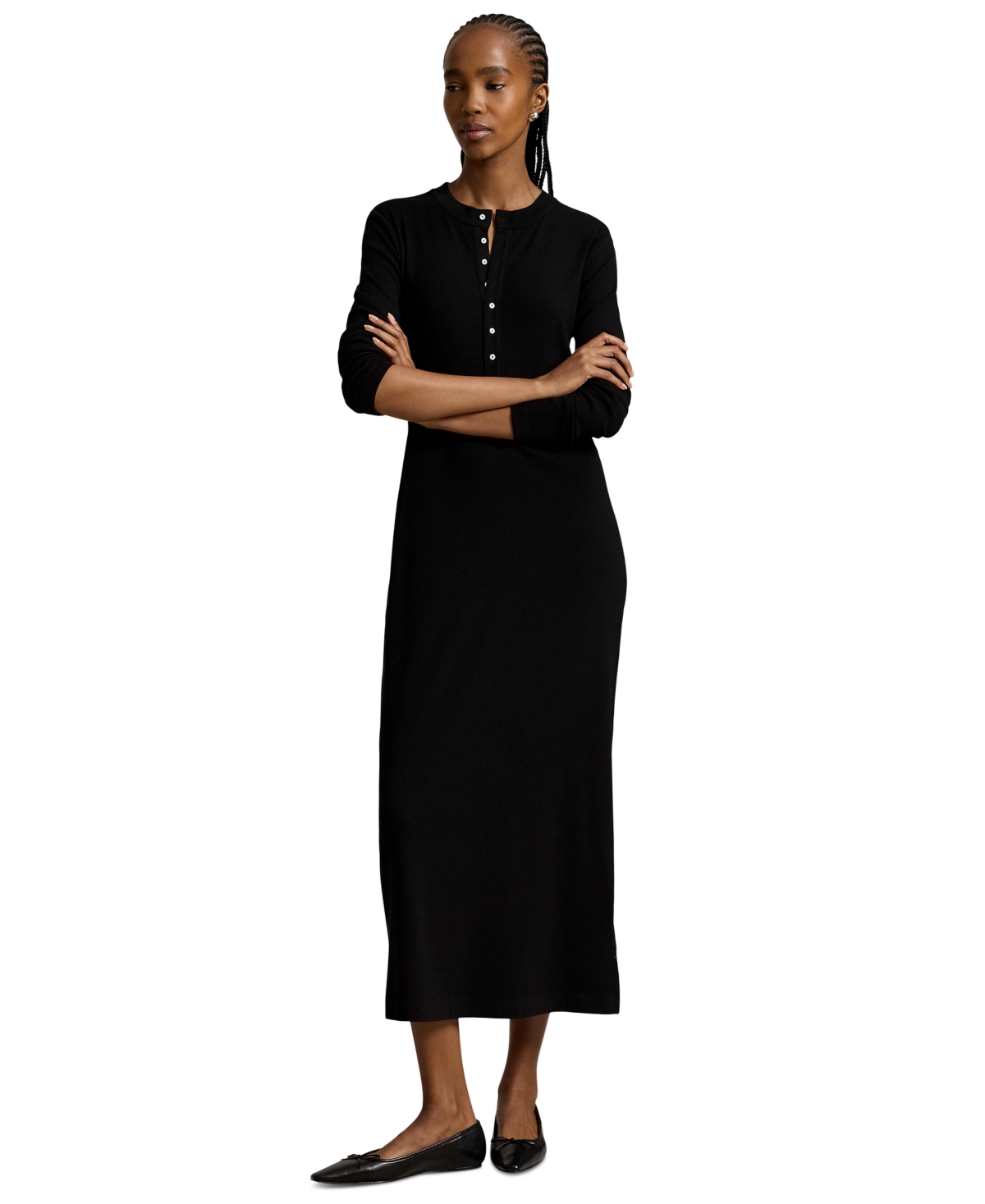 Polo Ralph Lauren Women’s Henley Rib-Knit Midi Dress – Polo Black Polo Ralph Lauren Women’s Henley Rib-Knit Midi Dress – Polo Black