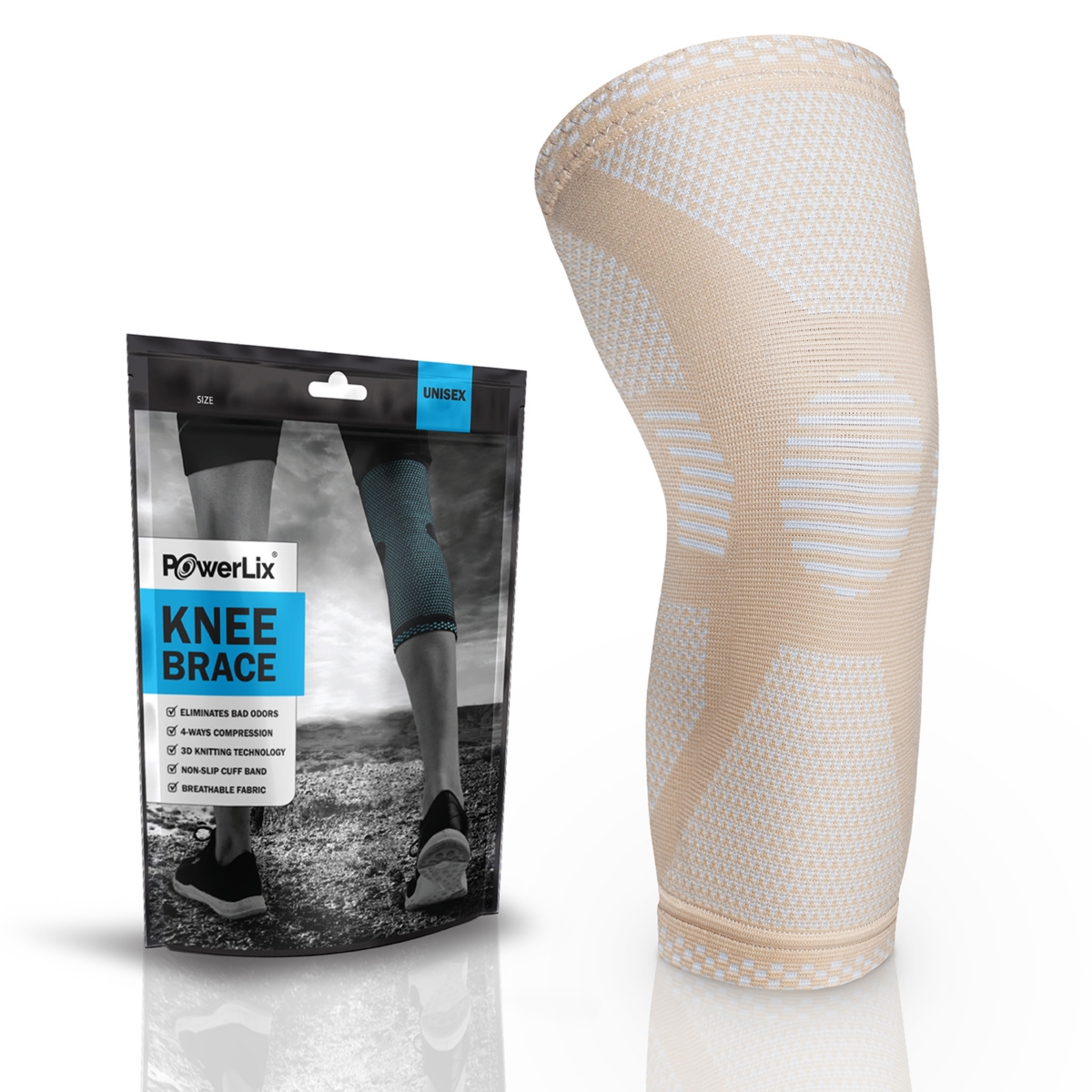Powerlix Small Knee Sleeve: Support for Running, Basketball, Weightlifting, Gym – Light beige Powerlix Small Knee Sleeve: Support for Running, Basketball, Weightlifting, Gym – Light beige