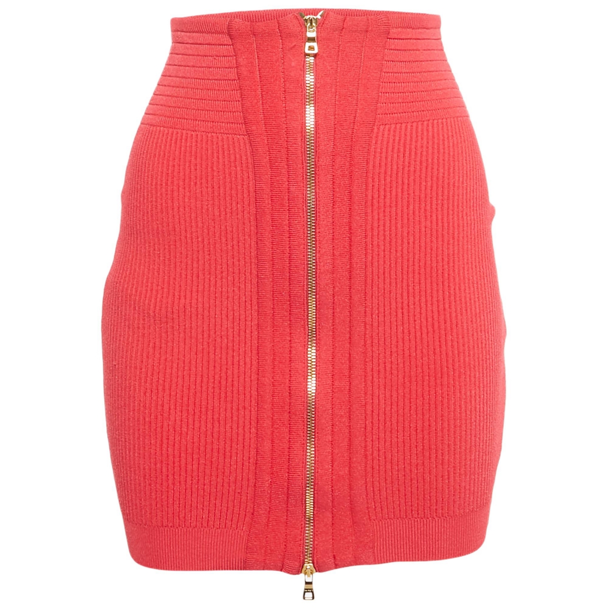 Pre-Owned Balmain Women’s Pink Stretch Knit Mini Skirt Pre-Owned Balmain Women’s Pink Stretch Knit Mini Skirt