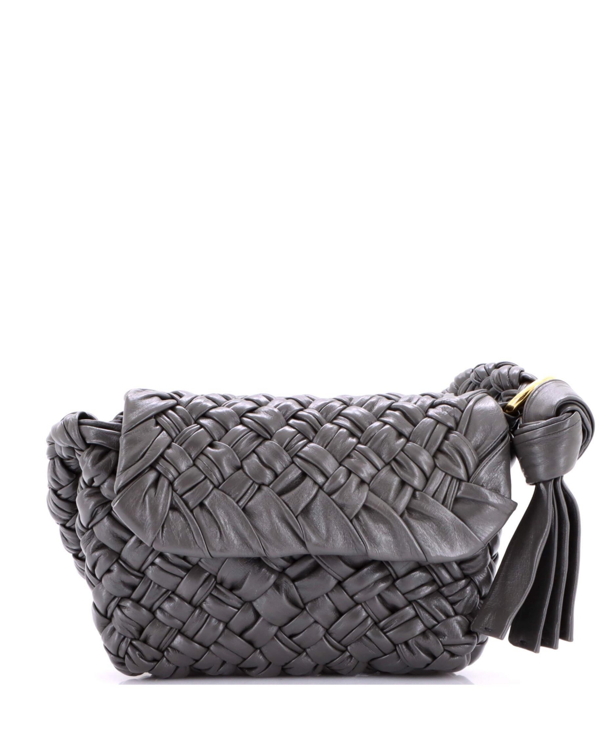 Pre-Owned Bottega Veneta Kalimero Citta Shoulder Bag Intrecciato Plisse Leather – Grey
