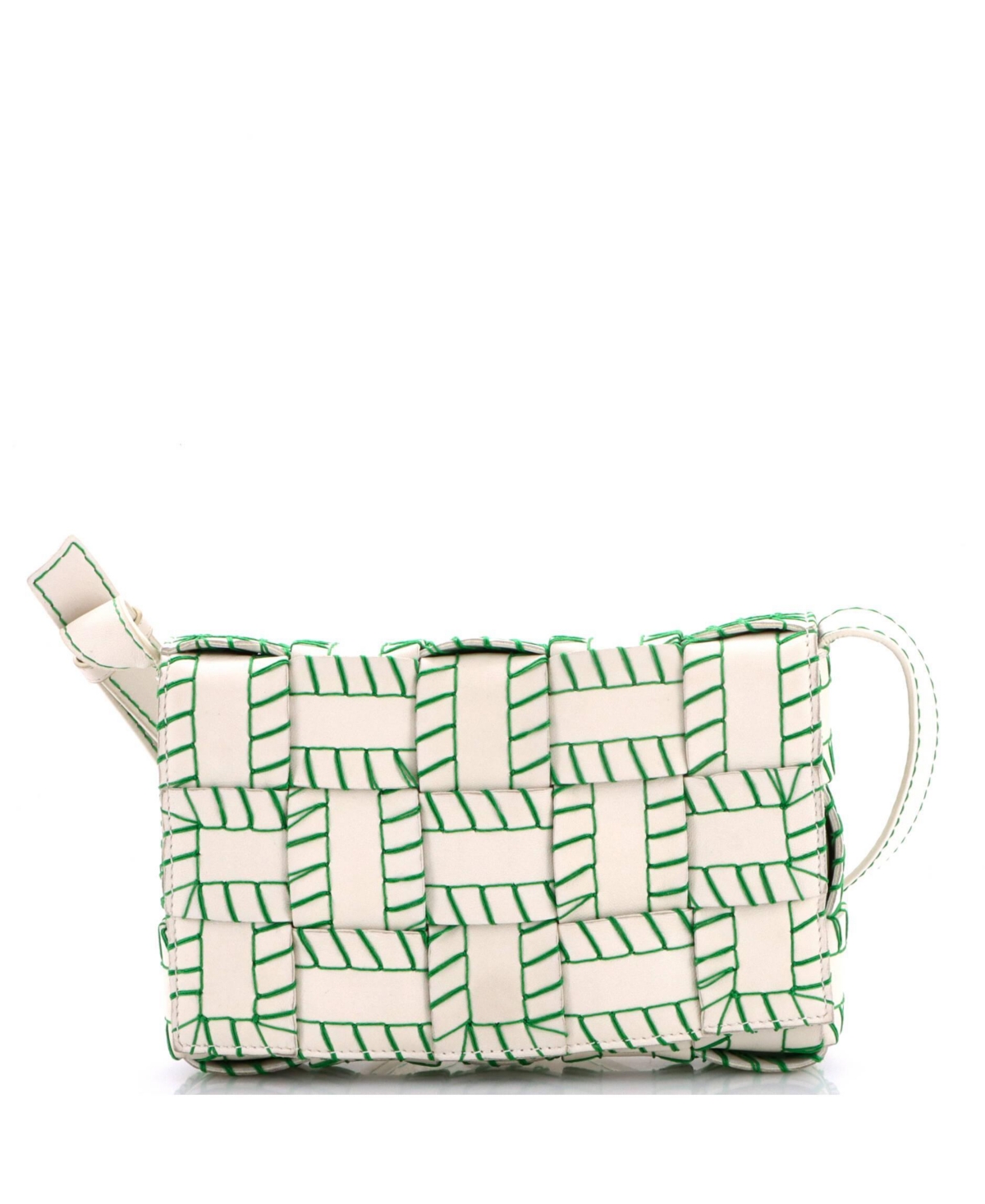 Pre-Owned Bottega Veneta Medium Cassette Crossbody Bag Baseball Stitch Maxi Intrecciato Leather – White Pre-Owned Bottega Veneta Medium Cassette Crossbody Bag Baseball Stitch Maxi Intrecciato Leather – White
