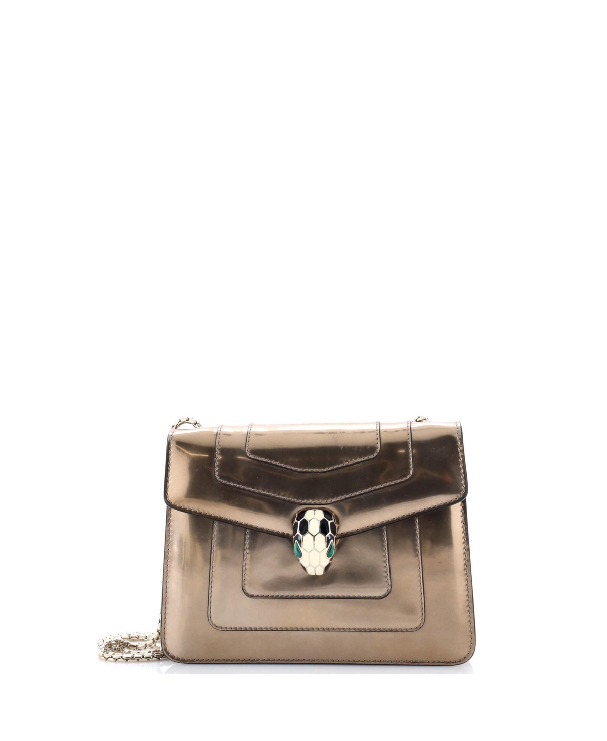 Pre-Owned Bvlgari Small Serpenti Forever Square Shoulder Bag Metallic Leather – Gold Pre-Owned Bvlgari Small Serpenti Forever Square Shoulder Bag Metallic Leather – Gold