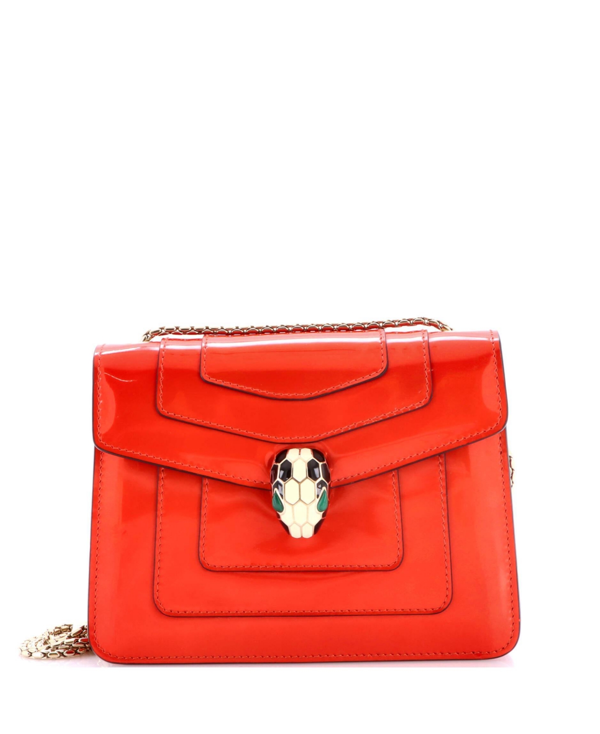 Pre-Owned Bvlgari Small Serpenti Forever Square Shoulder Bag Metallic Leather – Orange Pre-Owned Bvlgari Small Serpenti Forever Square Shoulder Bag Metallic Leather – Orange