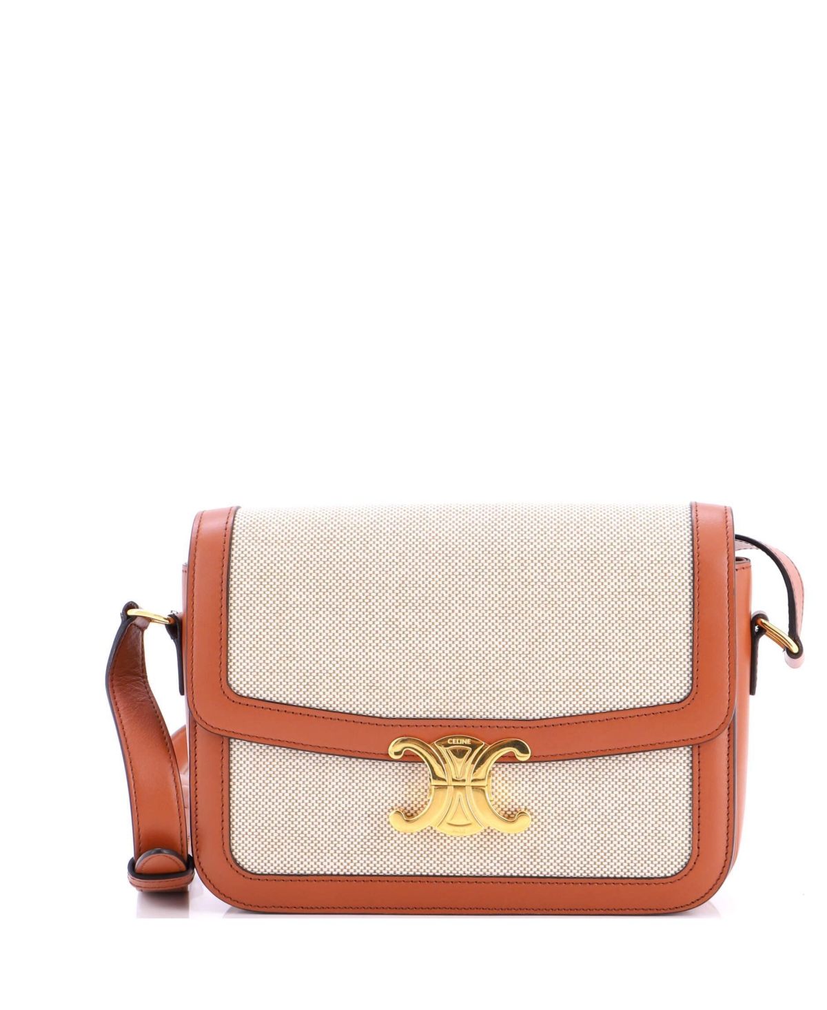 Pre-Owned Celine Medium Triomphe Shoulder Bag Canvas with Leather – Brown
