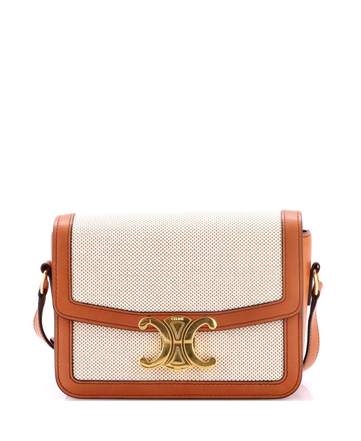 Pre-Owned Celine Teen Triomphe Shoulder Bag Canvas with Leather – Brown