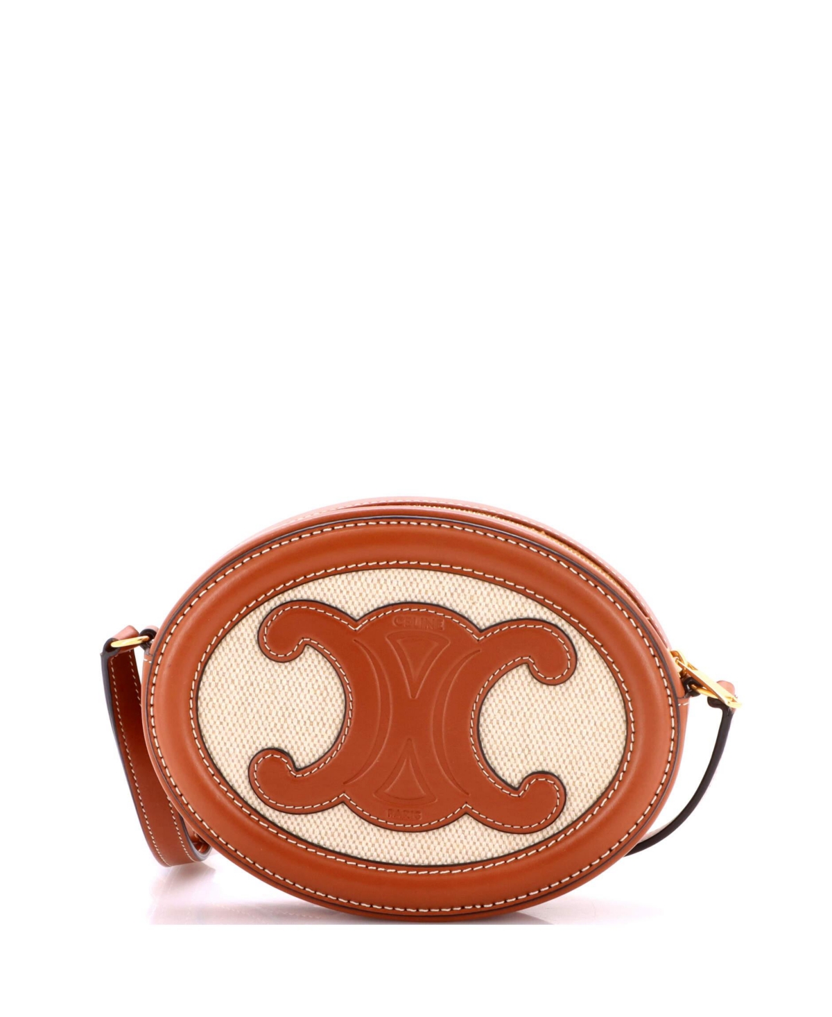 Pre-Owned Celine Triomphe Oval Crossbody Bag Canvas and Leather – Brown