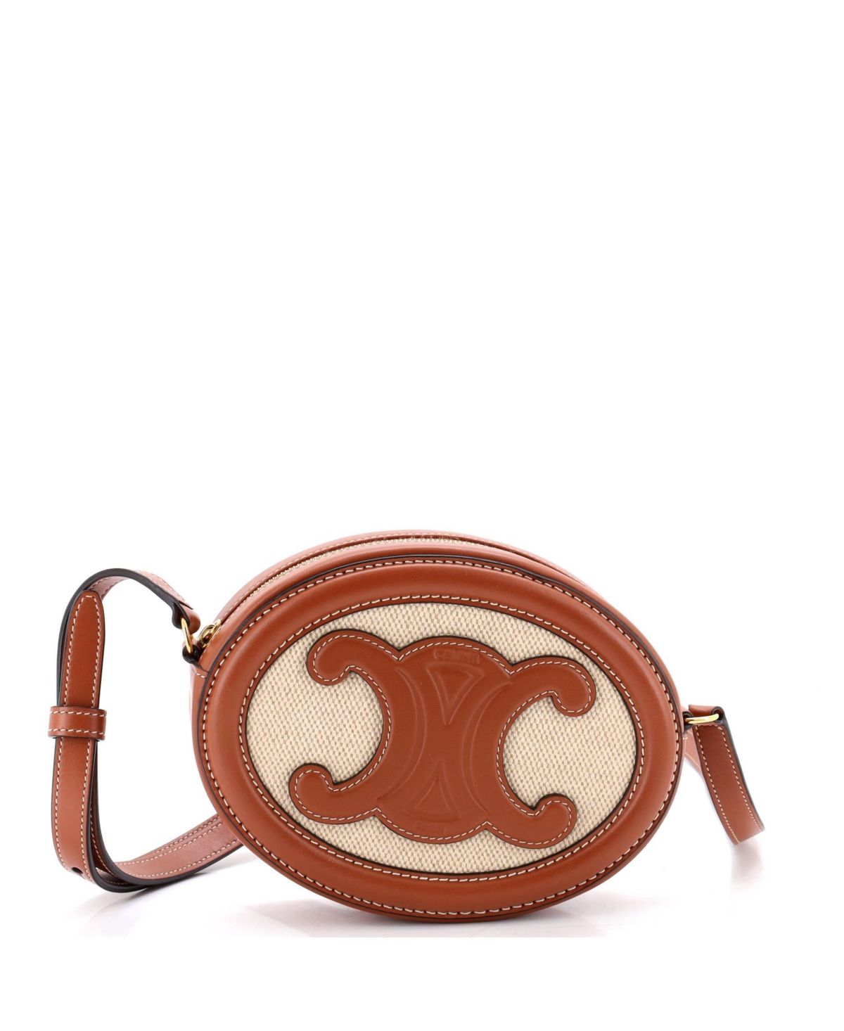 Pre-Owned Celine Triomphe Oval Crossbody Bag Canvas and Leather – Brown Pre-Owned Celine Triomphe Oval Crossbody Bag Canvas and Leather – Brown