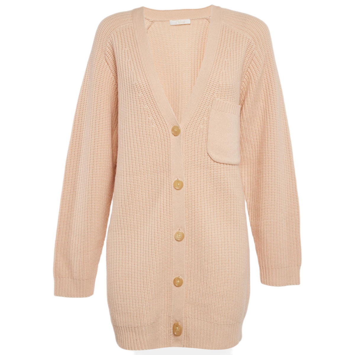 Pre-Owned Chloe Women’s Pastel Pink Cashmere Knit Button Front Cardigan Pre-Owned Chloe Women’s Pastel Pink Cashmere Knit Button Front Cardigan