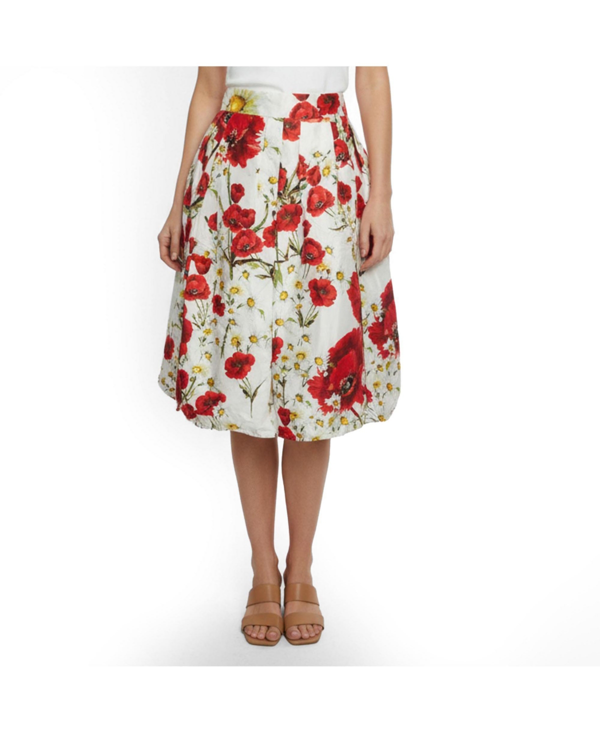 Pre-Owned Dolce & Gabbana Women’s Floral Printed Cotton And Silk Pleated Skirt