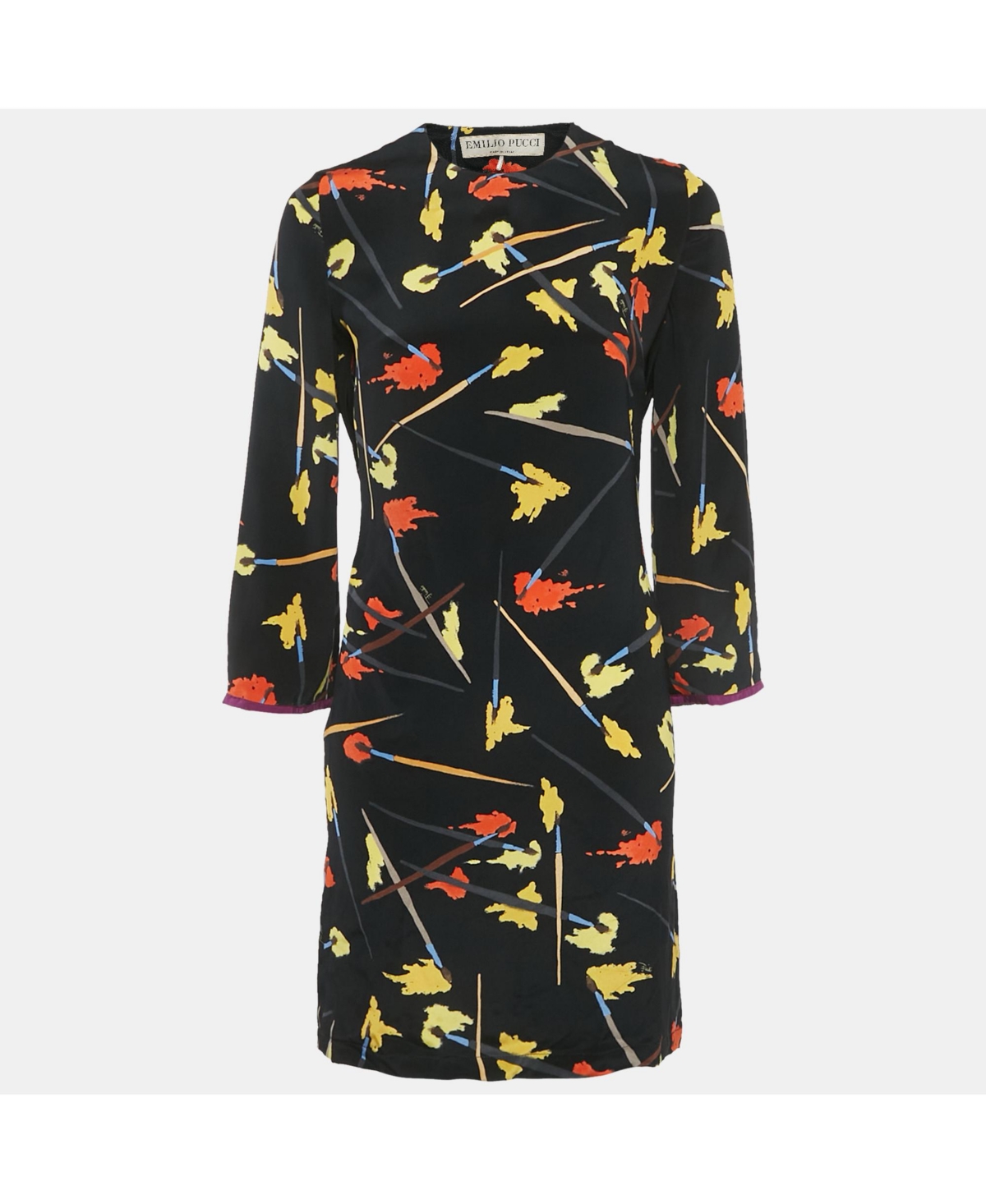 Pre-Owned Emilio Pucci Women’s Brush Print Silk Mini Dress Pre-Owned Emilio Pucci Women’s Brush Print Silk Mini Dress