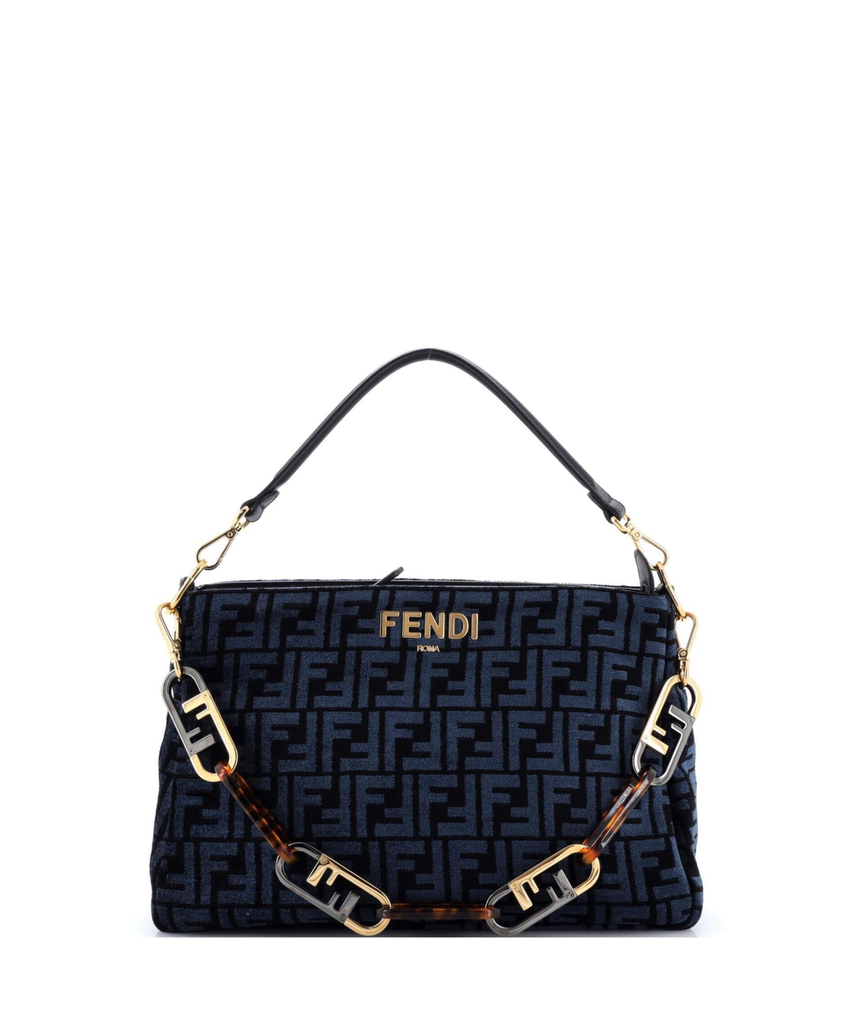 Pre-Owned Fendi O’Lock Zip Shoulder Bag Zucca Chenille – Blue Pre-Owned Fendi O’Lock Zip Shoulder Bag Zucca Chenille – Blue