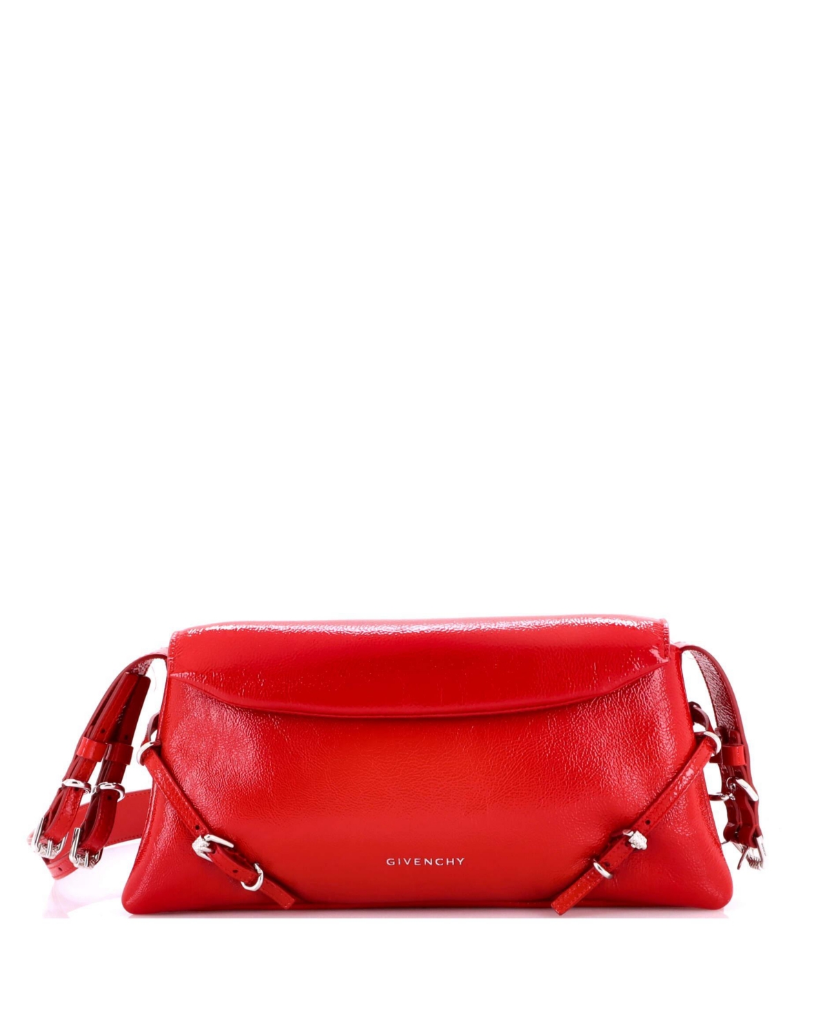 Pre-Owned Givenchy Small Voyou Shoulder Flap Bag Patent – Red Pre-Owned Givenchy Small Voyou Shoulder Flap Bag Patent – Red