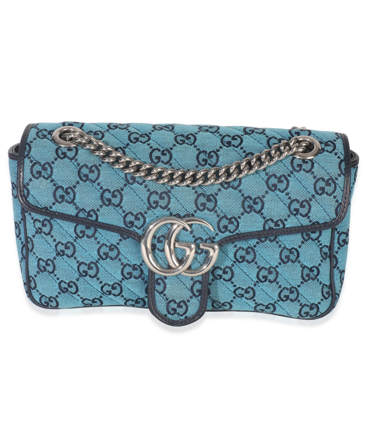 Pre-Owned Gucci Blue Matelasse Canvas Diagonal Small Gg Marmont Shoulder Bag – Blue Pre-Owned Gucci Blue Matelasse Canvas Diagonal Small Gg Marmont Shoulder Bag – Blue