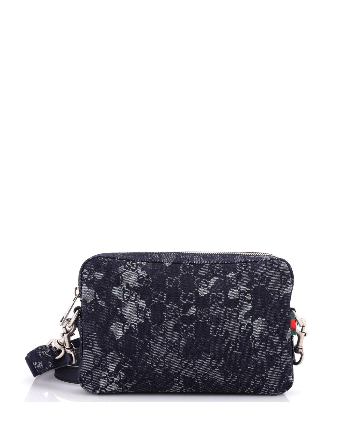Pre-Owned Gucci Convertible Crossbody Bag Camouflage Gg Denim – Blue