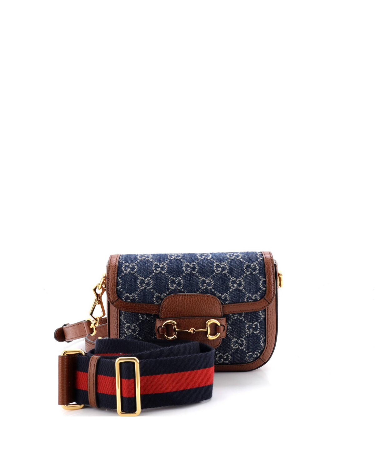 Pre-Owned Gucci Mini Horsebit 1955 Shoulder Bag Gg Denim – Blue
