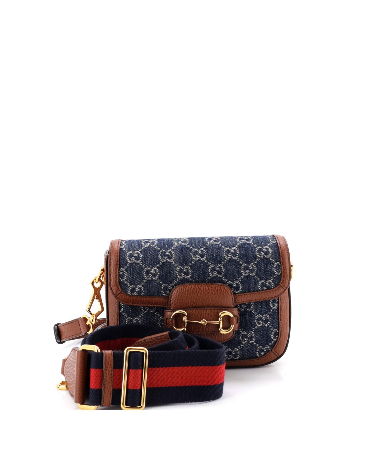 Pre-Owned Gucci Mini Horsebit 1955 Shoulder Bag Gg Denim – Blue Pre-Owned Gucci Mini Horsebit 1955 Shoulder Bag Gg Denim – Blue