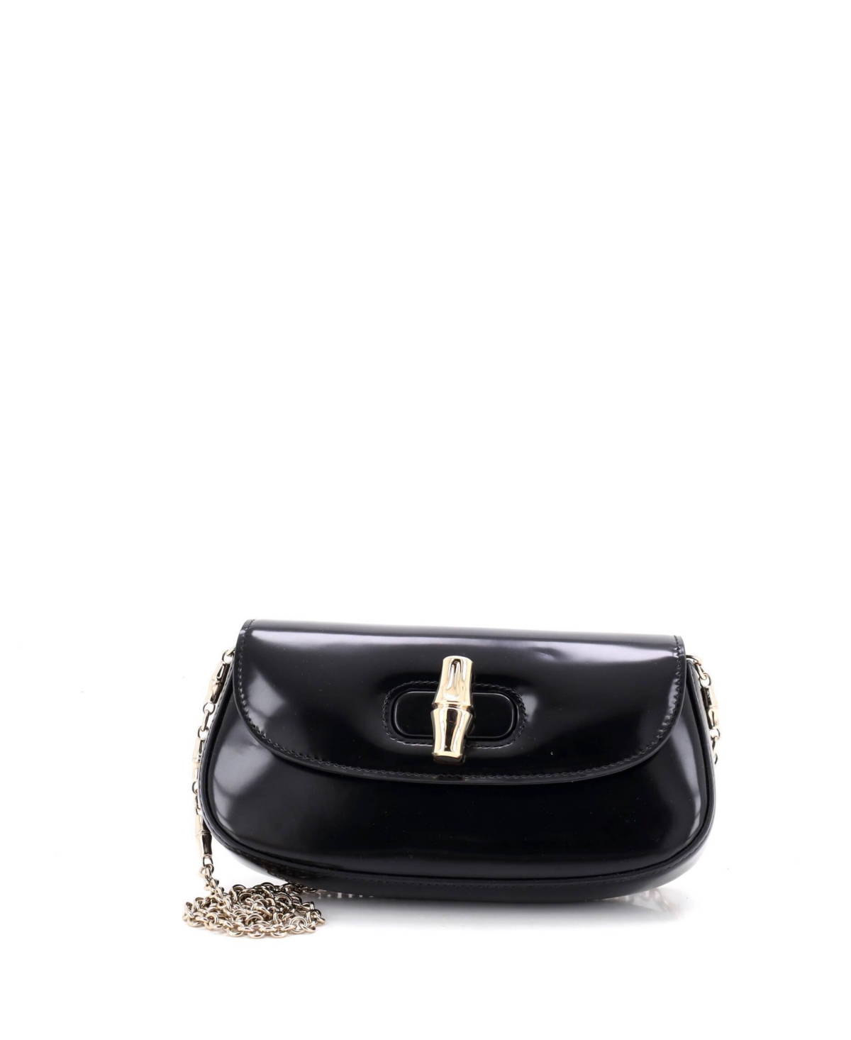 Pre-Owned Gucci Small Bamboo Night Chain Clutch Leather – Black
