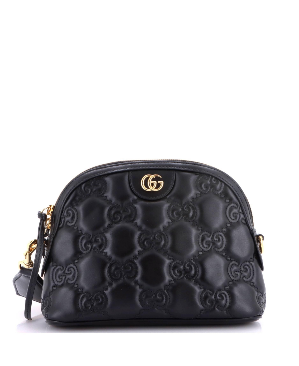 Pre-Owned Gucci Small Dome Chain Zip Shoulder Bag Gg Matelasse Leather – Black Pre-Owned Gucci Small Dome Chain Zip Shoulder Bag Gg Matelasse Leather – Black