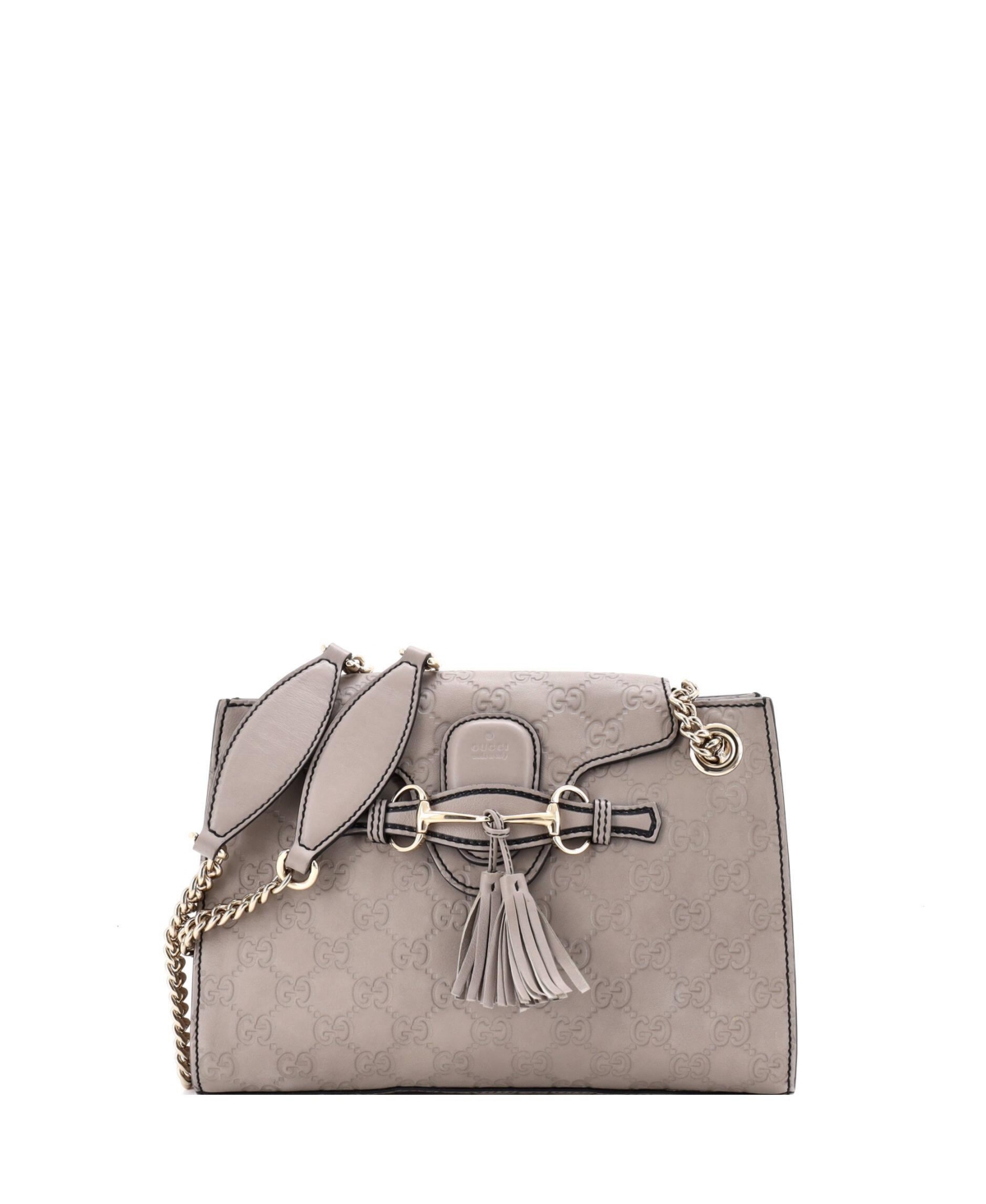 Pre-Owned Gucci Small Emily Chain Flap Shoulder Bag Guccissima Leather – Grey