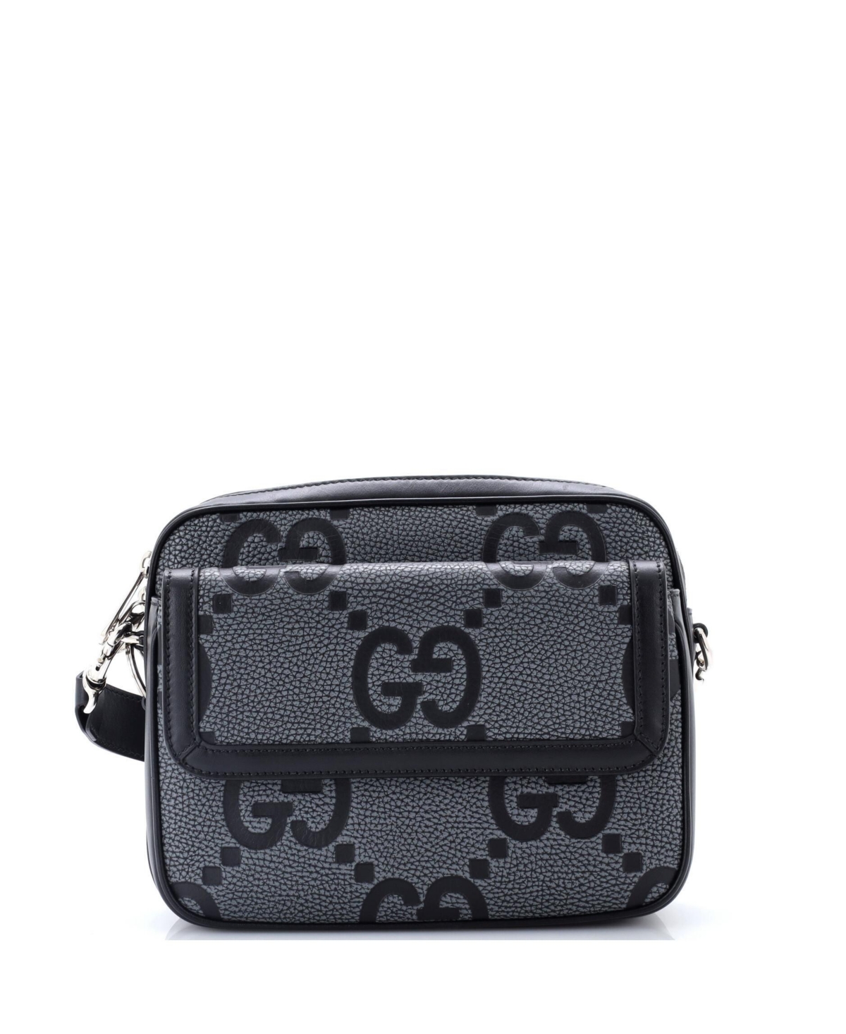 Pre-Owned Gucci Small Front Pocket Crossbody Messenger Jumbo Gg Embossed Leather – Black Pre-Owned Gucci Small Front Pocket Crossbody Messenger Jumbo Gg Embossed Leather – Black