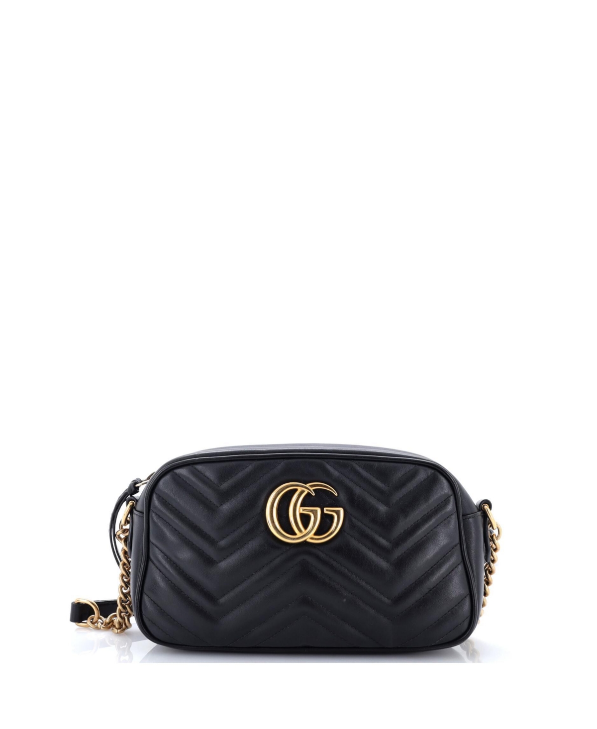 Pre-Owned Gucci Small Gg Marmont Shoulder Bag Matelasse Leather – Black