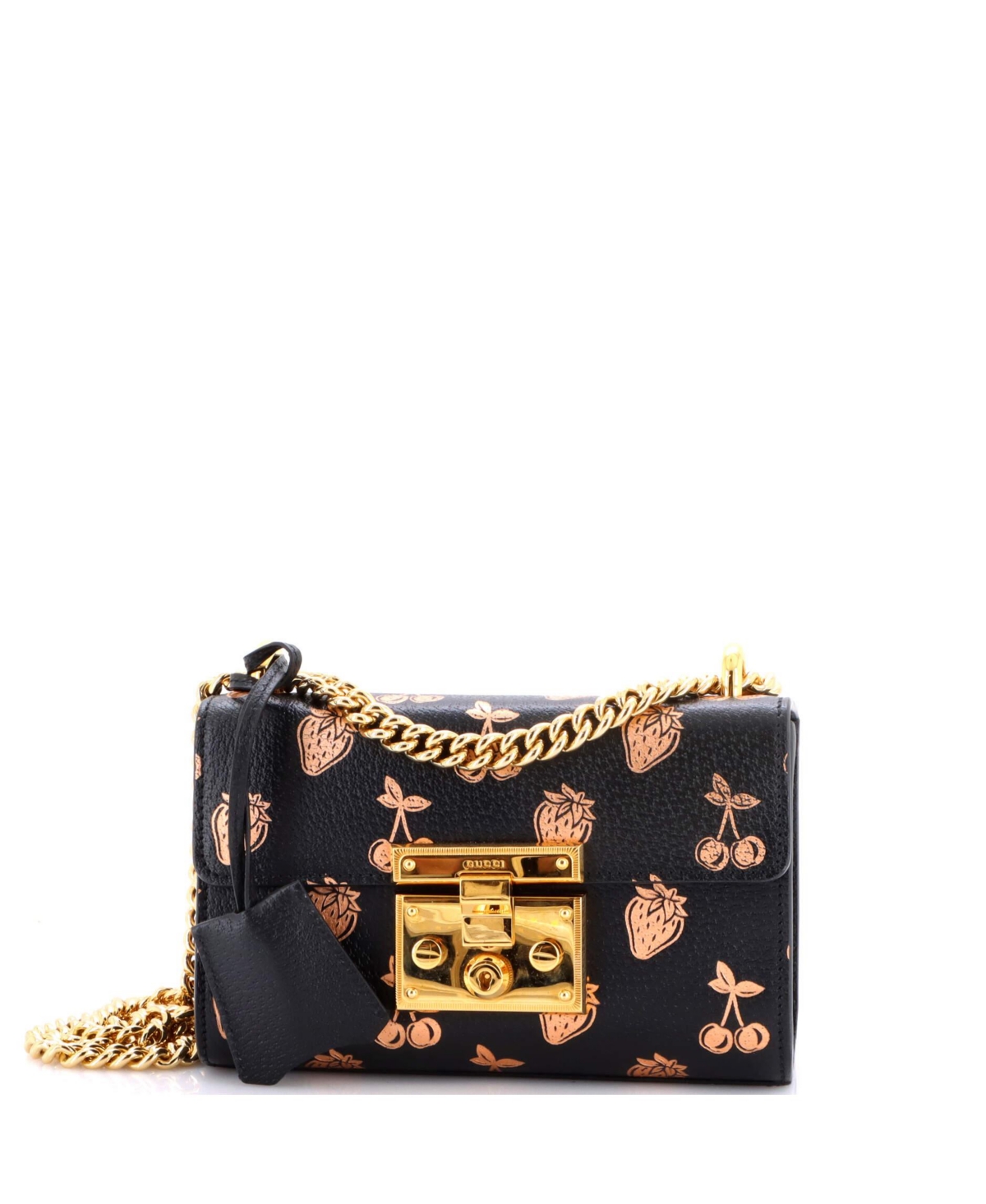 Pre-Owned Gucci Small Padlock Shoulder Bag Printed Leather – Black Pre-Owned Gucci Small Padlock Shoulder Bag Printed Leather – Black