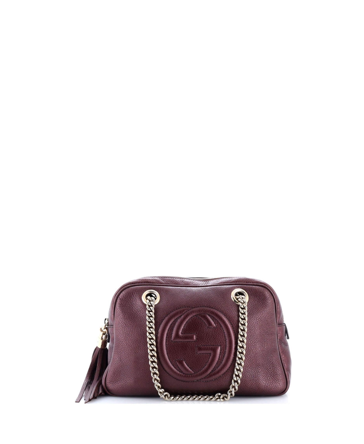 Pre-Owned Gucci Small Soho Chain Zip Shoulder Bag Leather – Silver