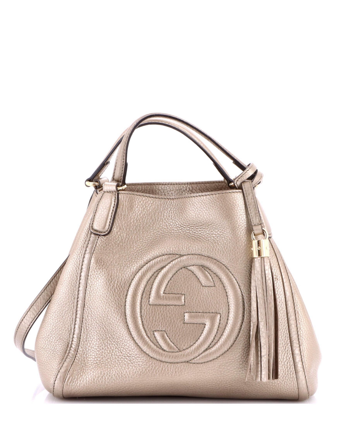 Pre-Owned Gucci Small Soho Convertible Shoulder Bag Leather – Silver