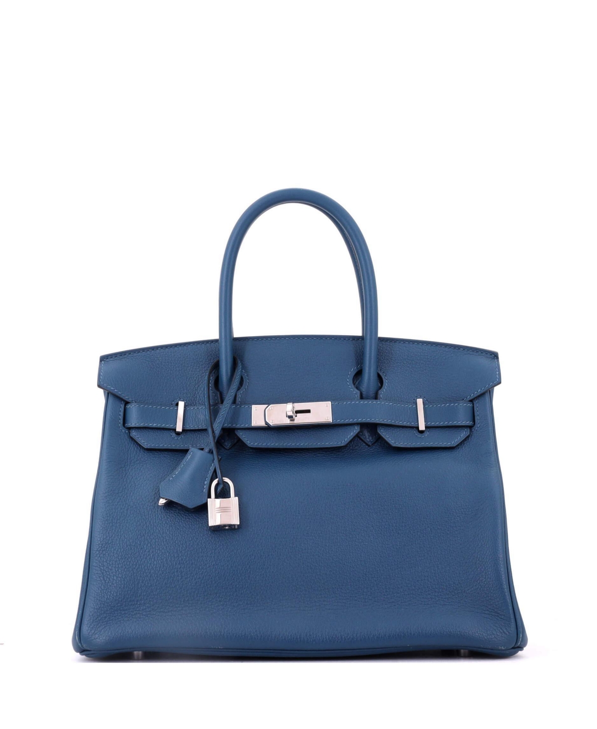 Pre-Owned Hermes Birkin 30 Handbag Blue Novillo with Palladium Hardware – Blue Pre-Owned Hermes Birkin 30 Handbag Blue Novillo with Palladium Hardware – Blue