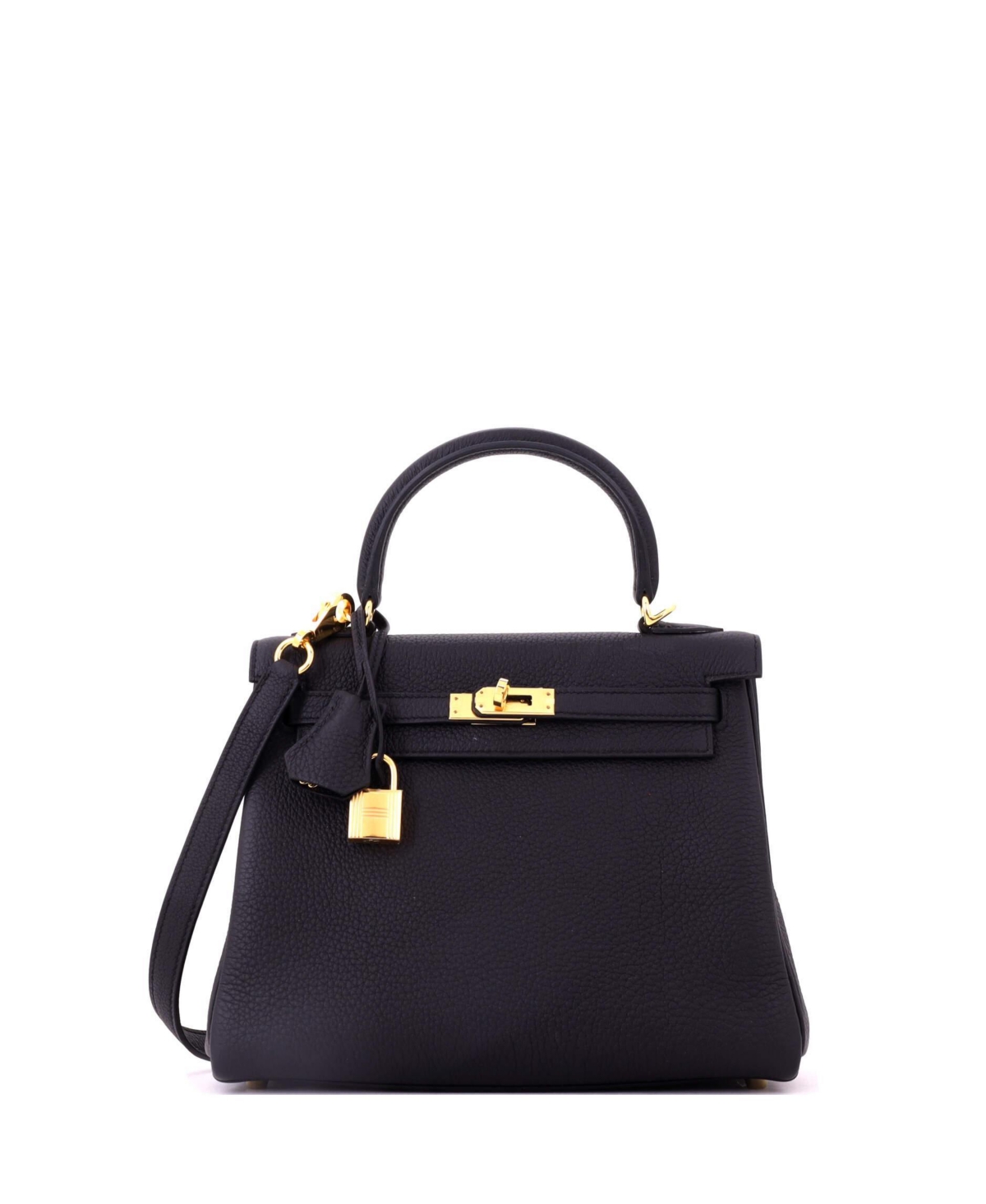 Pre-Owned Hermes Kelly 25 Handbag Black Togo with Gold Hardware – Black