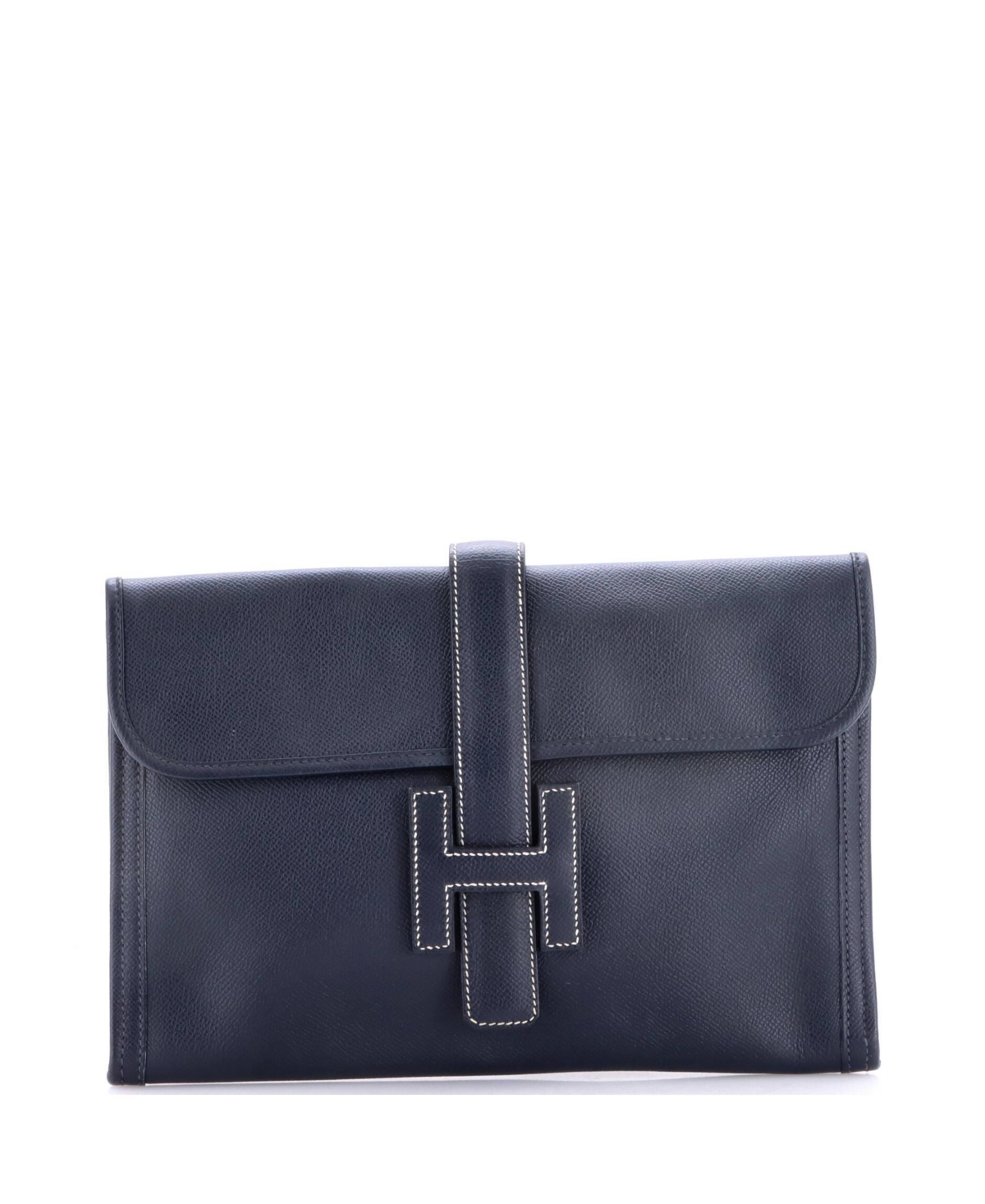 Pre-Owned Hermes Pm Jige Clutch Epsom – Blue