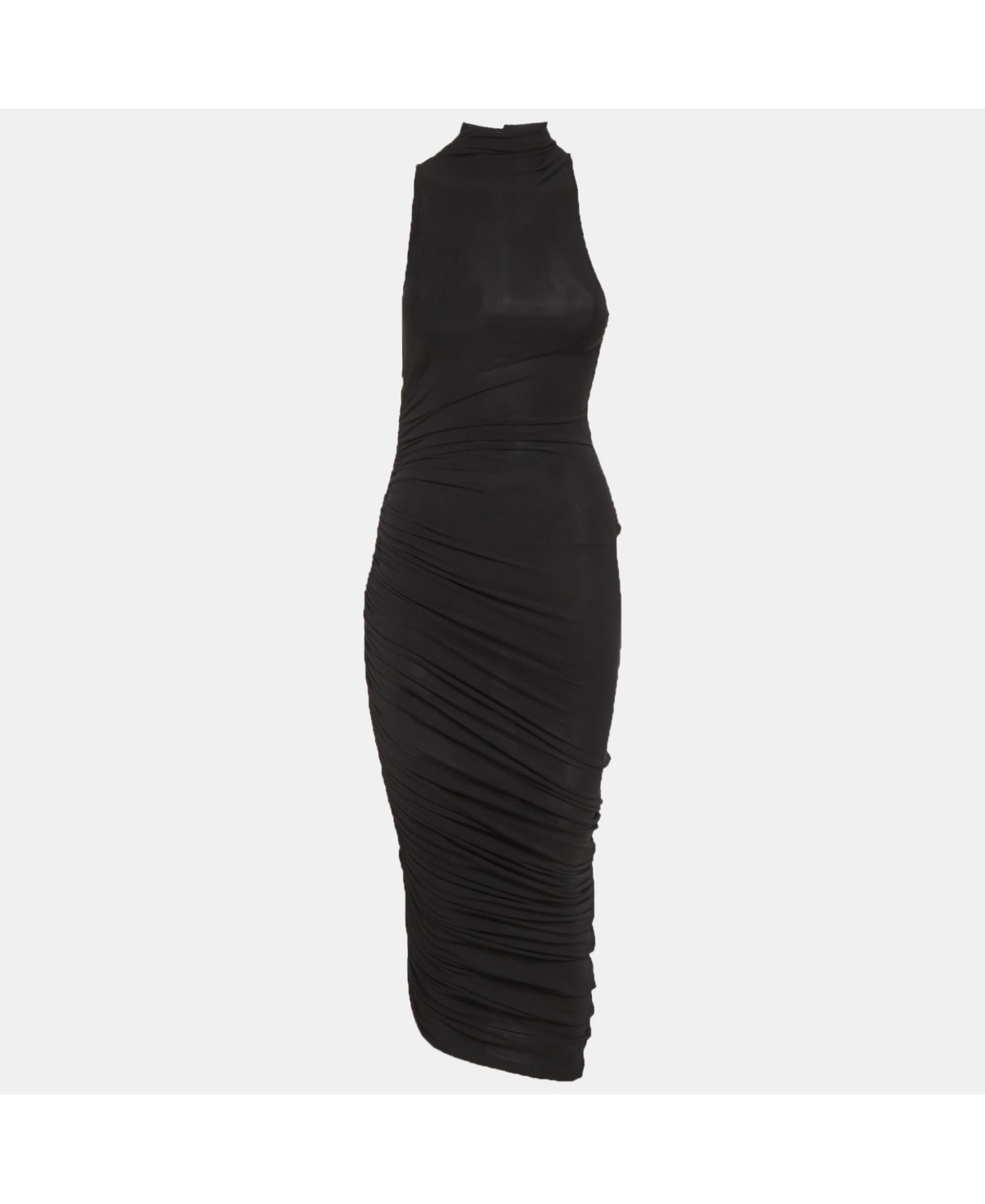 Pre-Owned Jacquemus Women’s Jersey Ruched La Robe Piazza Midi Dress – Black