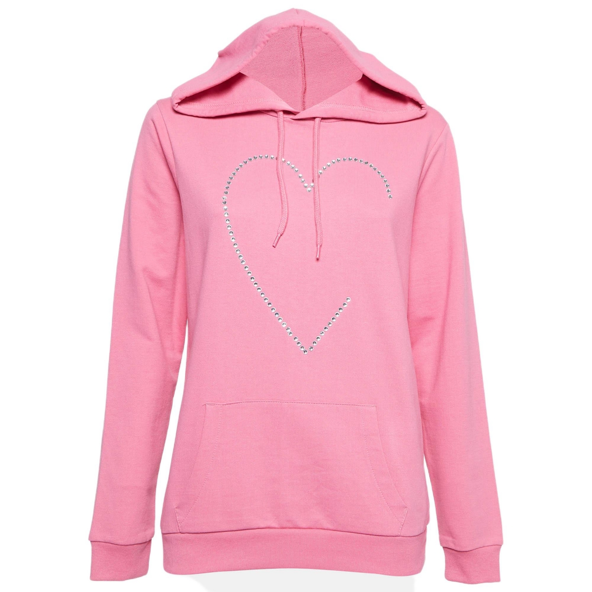 Pre-Owned Love Moschino Women’s Pink Crystal Embellished Cotton Hoodie