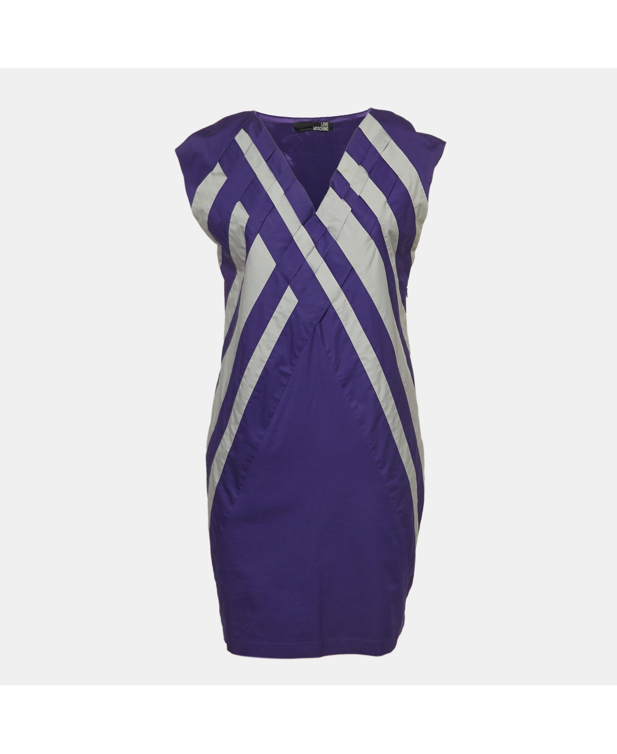 Pre-Owned Love Moschino Women’s Purple Poplin Braided Detail Shift Dress Pre-Owned Love Moschino Women’s Purple Poplin Braided Detail Shift Dress
