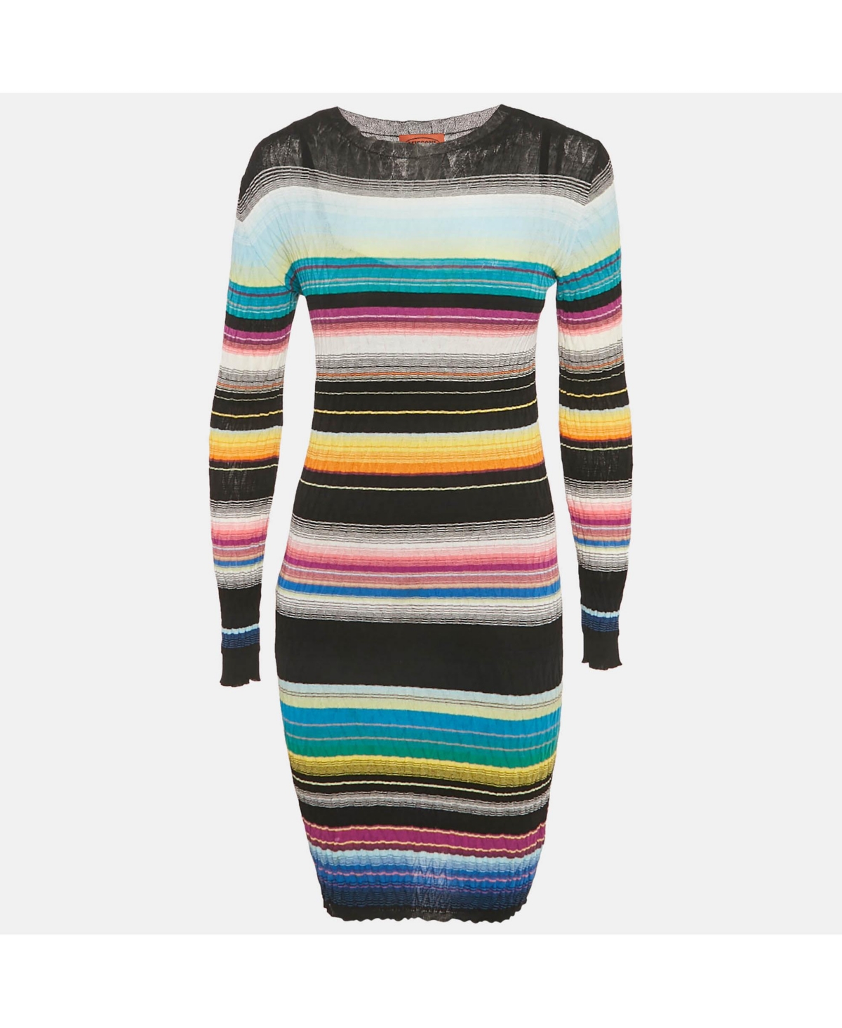 Pre-Owned Missoni Women’s Black Striped Rib Knit Mini Dress Pre-Owned Missoni Women’s Black Striped Rib Knit Mini Dress
