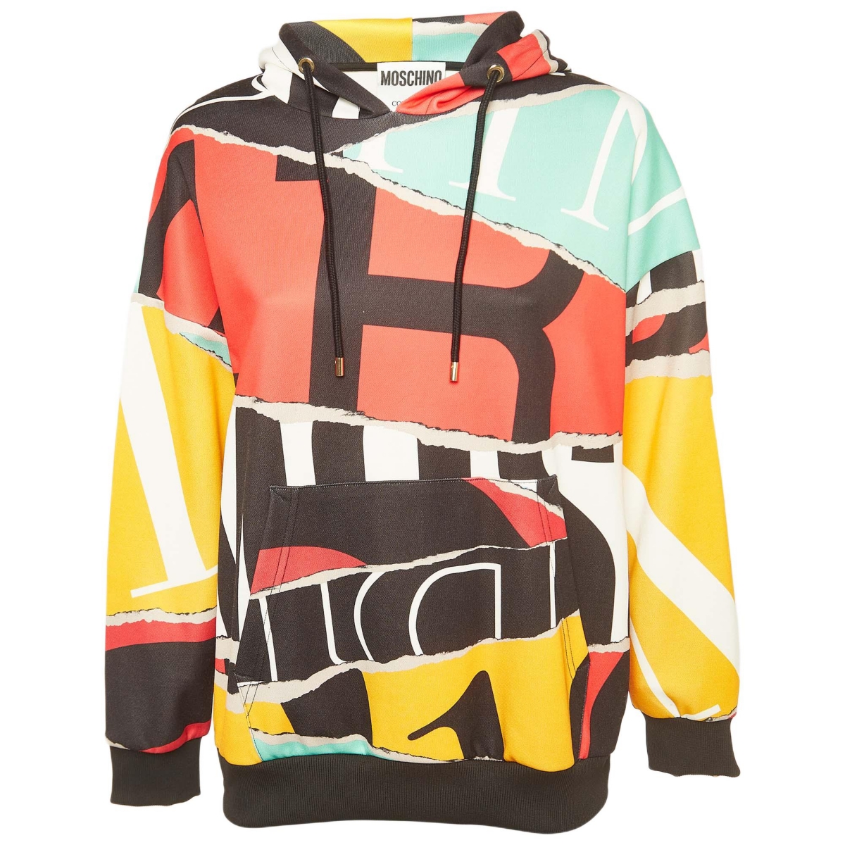 Pre-Owned Moschino Women’s Multicolor Printed Jersey Oversized Hoodie