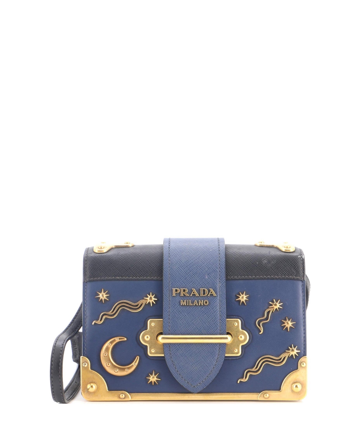Pre-Owned Prada Small Cahier Crossbody Bag Embellished Leather – Blue Pre-Owned Prada Small Cahier Crossbody Bag Embellished Leather – Blue