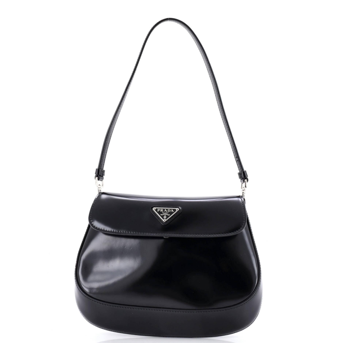 Pre-Owned Prada Small Cleo Flap Shoulder Bag Spazzolato Leather – Black