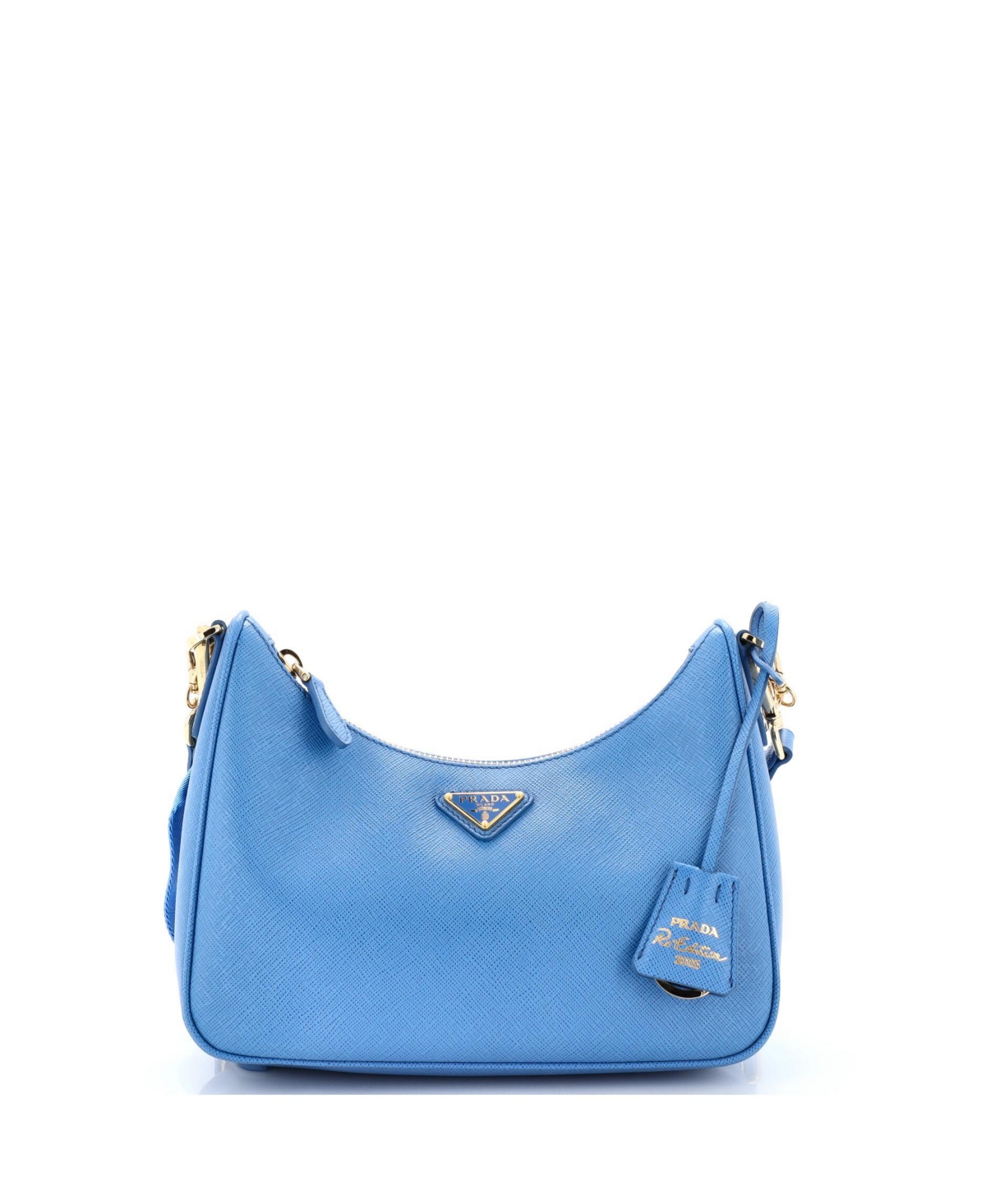 Pre-Owned Prada Small Re-Edition 2005 Shoulder Bag Saffiano Leather – Blue
