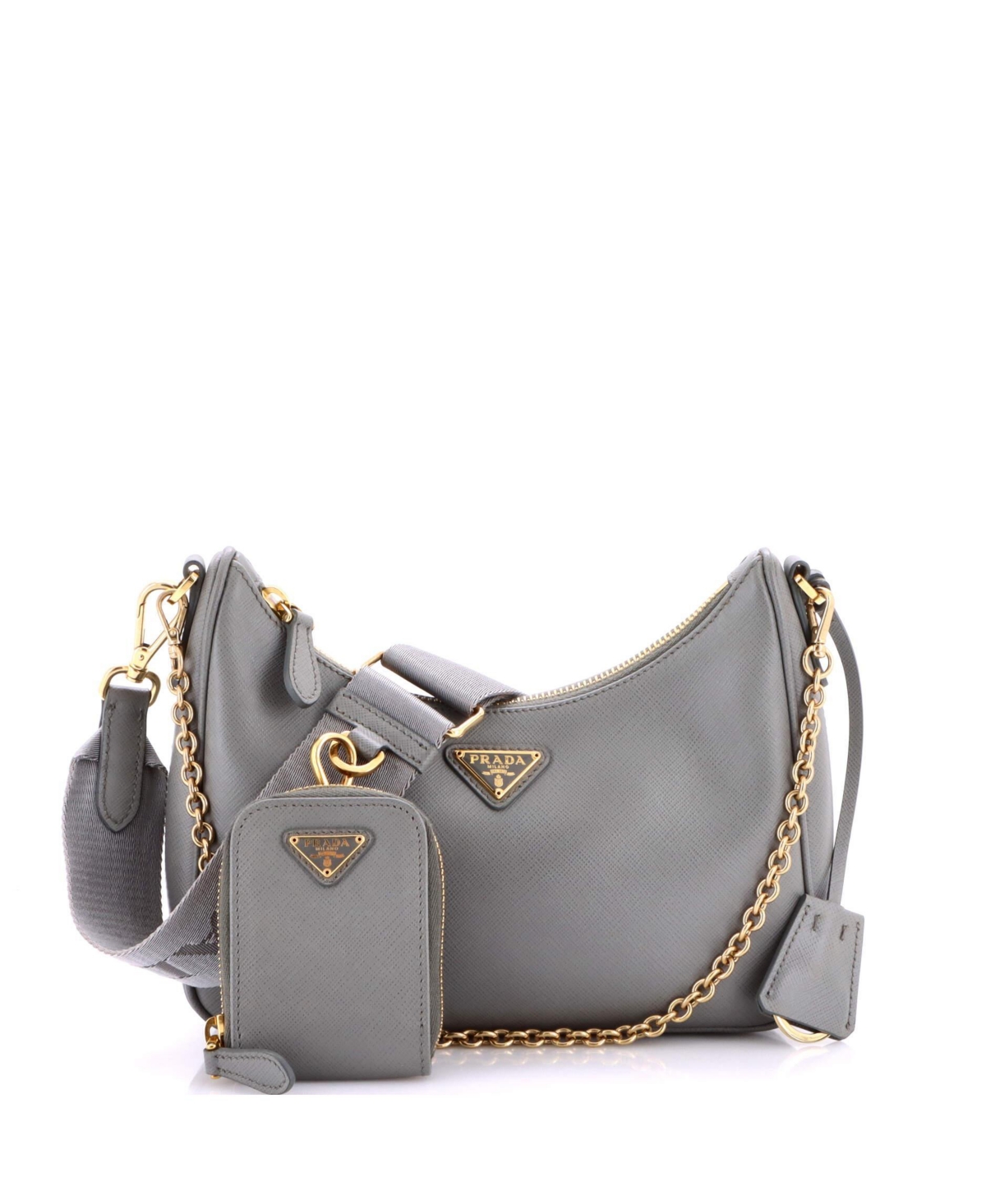Pre-Owned Prada Small Re-Edition 2005 Shoulder Bag Saffiano Leather – Grey