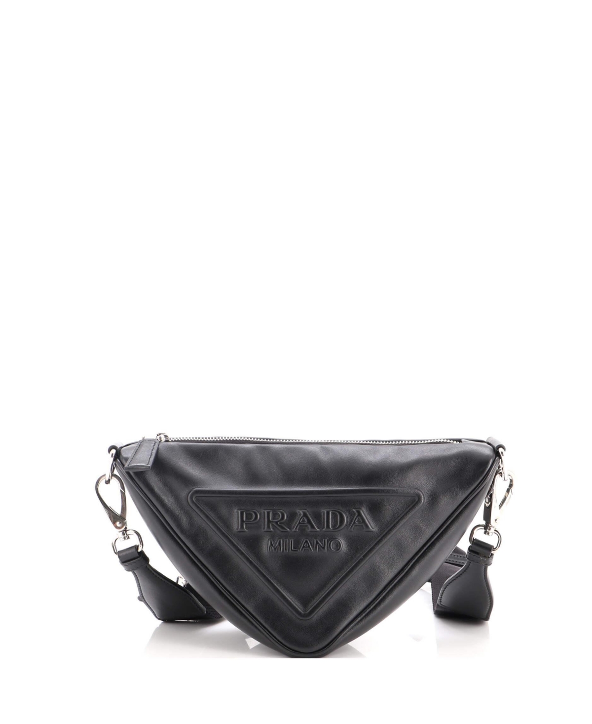 Pre-Owned Prada Small Triangle Logo Zip Crossbody Bag Leather – Black Pre-Owned Prada Small Triangle Logo Zip Crossbody Bag Leather – Black