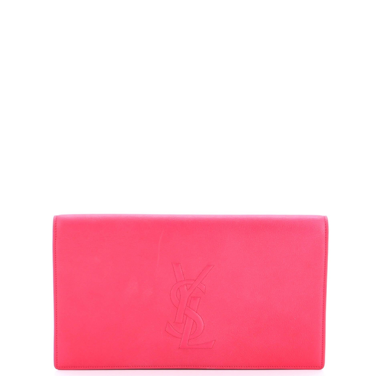 Pre-Owned Saint Laurent Large Belle de Jour Clutch Leather – Pink