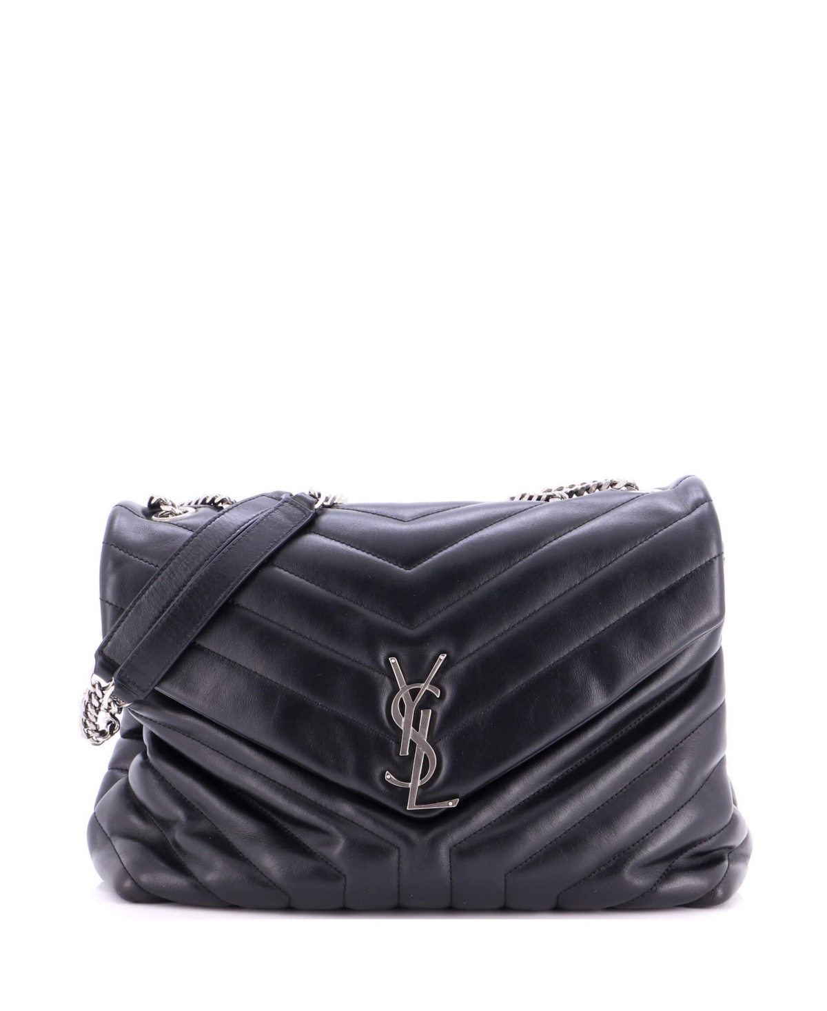 Pre-Owned Saint Laurent Medium Loulou Shoulder Bag Matelasse Chevron Leather – Black Pre-Owned Saint Laurent Medium Loulou Shoulder Bag Matelasse Chevron Leather – Black