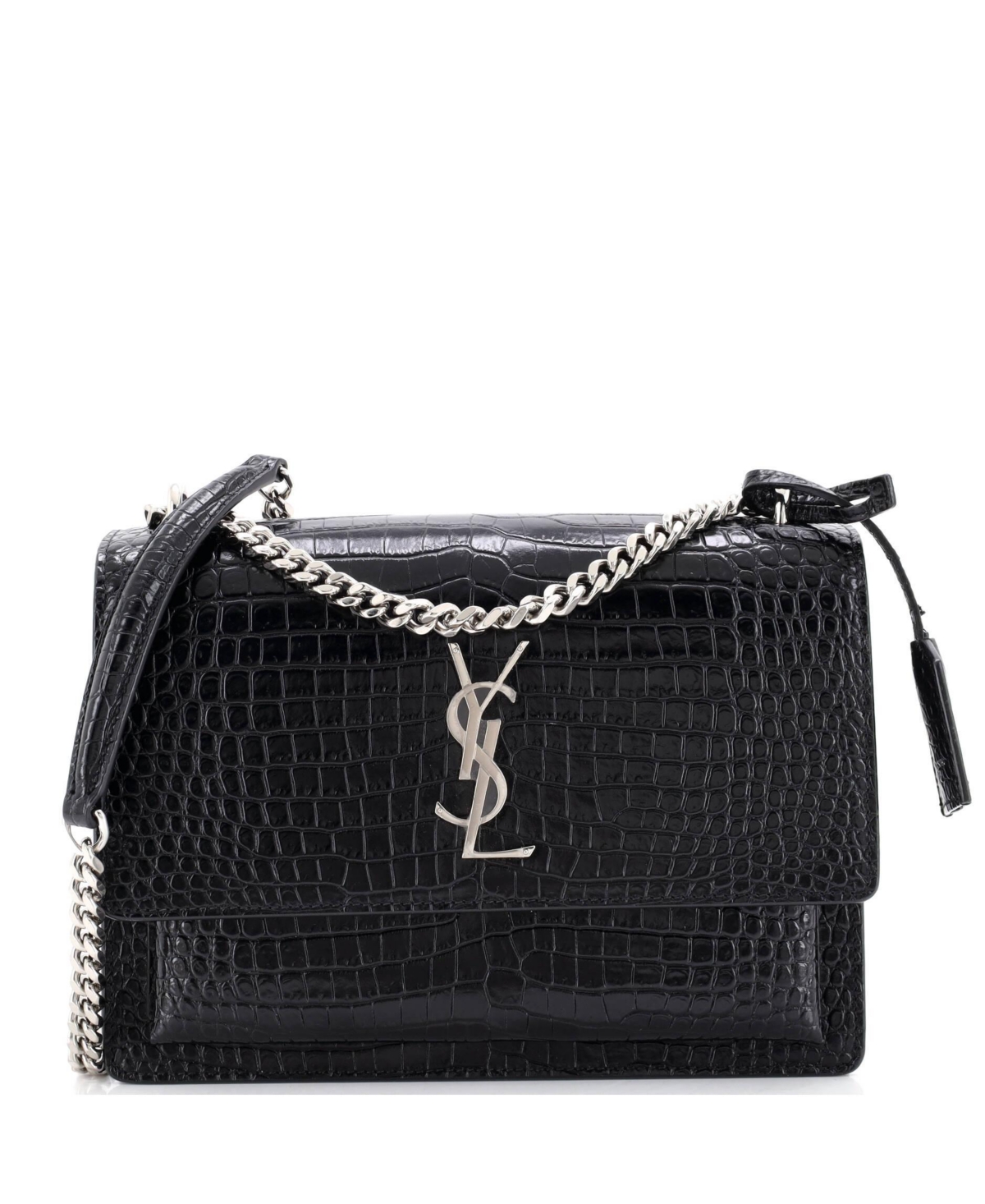 Pre-Owned Saint Laurent Medium Sunset Crossbody Bag Embossed Leather – Black Pre-Owned Saint Laurent Medium Sunset Crossbody Bag Embossed Leather – Black