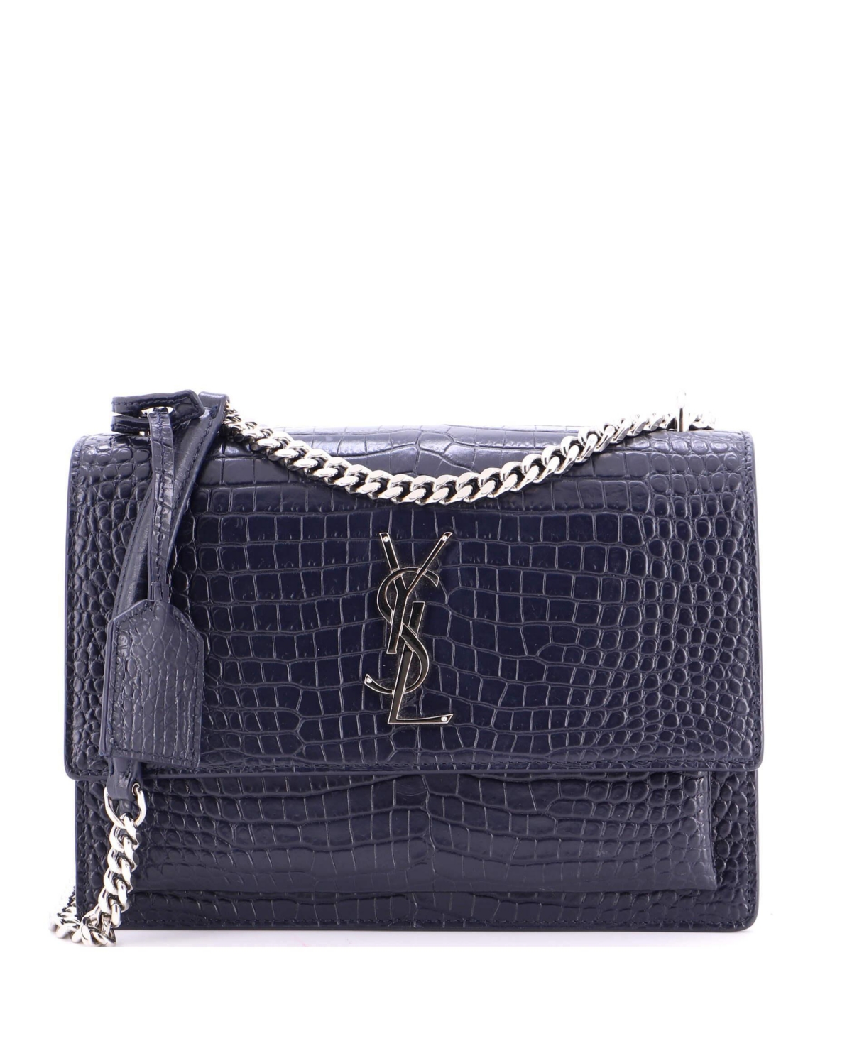 Pre-Owned Saint Laurent Medium Sunset Crossbody Bag Embossed Leather – Blue Pre-Owned Saint Laurent Medium Sunset Crossbody Bag Embossed Leather – Blue