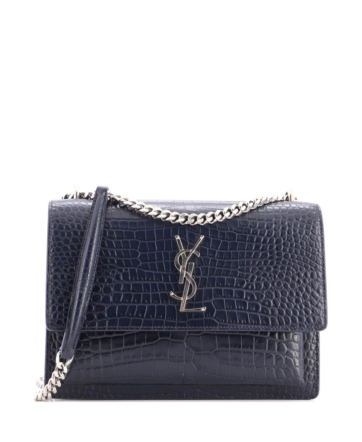 Pre-Owned Saint Laurent Medium Sunset Crossbody Bag Embossed Leather – Blue Pre-Owned Saint Laurent Medium Sunset Crossbody Bag Embossed Leather – Blue
